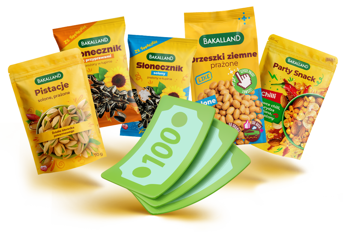 Nagroda: 300 zł Blikiem i produkty Bakalland